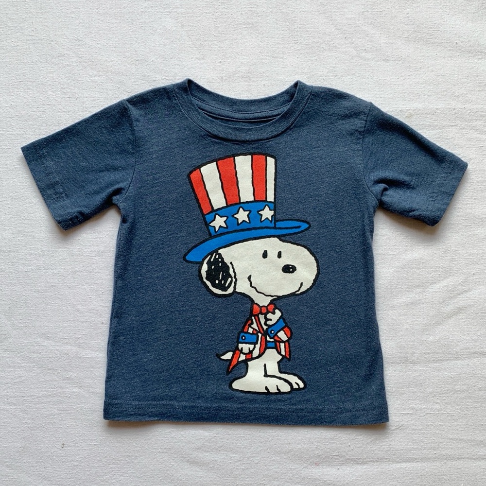 2016 Peanuts Snoopy 4th of July Red, White, & Blue Patriotic Summer T-Shirt 12M